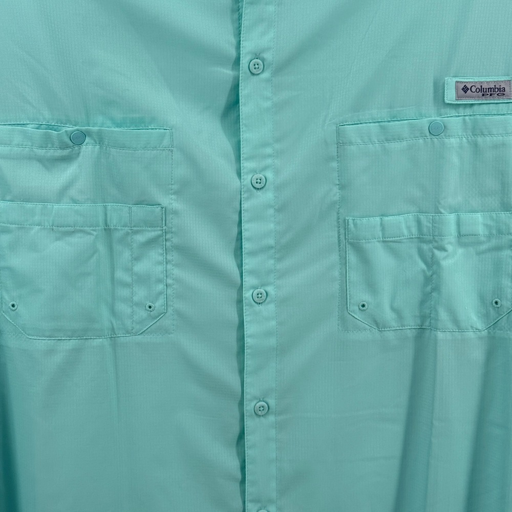 Columbia PFG Tamiami II Fishing Shirt Mens 4X Long Sleeve Aqua Green Omni-Shade - Picture 7 of 13